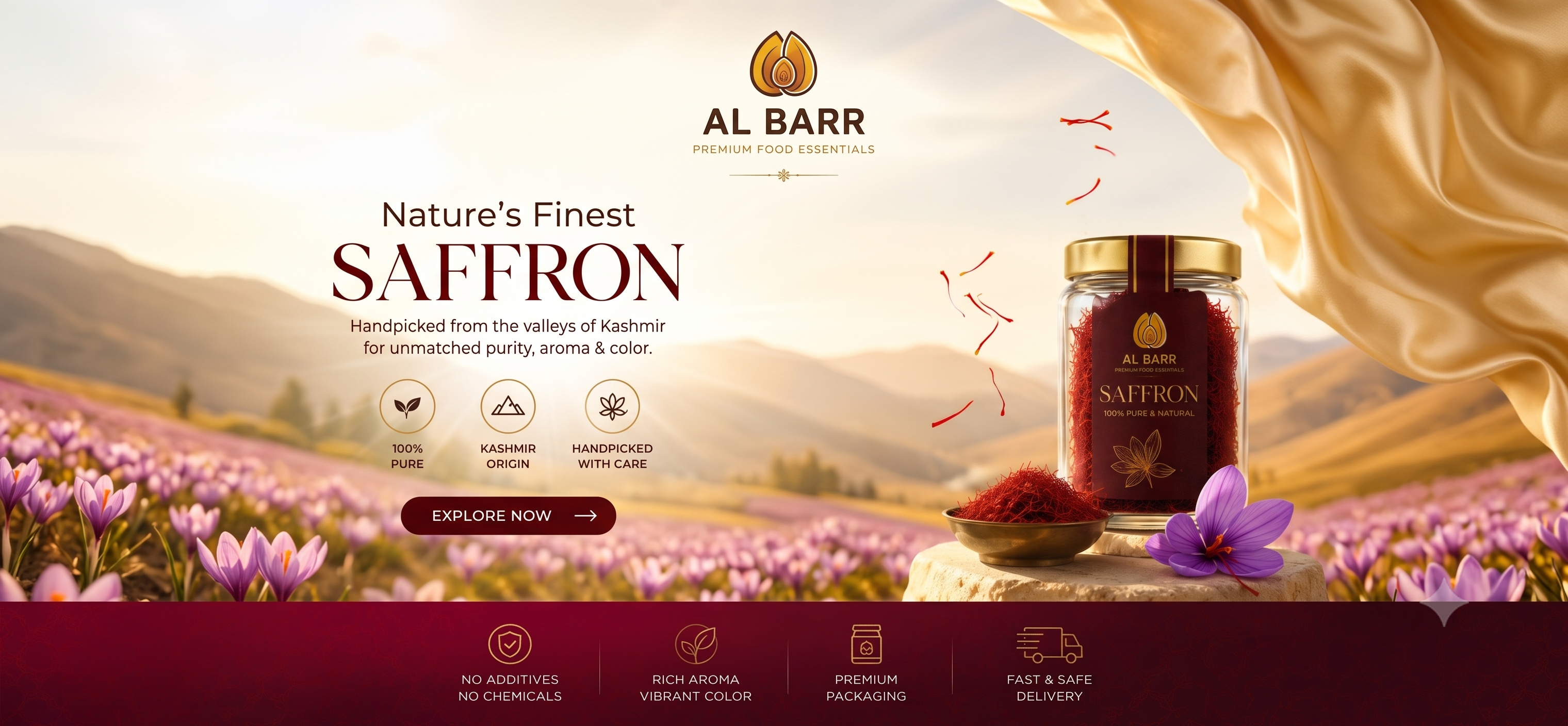 Pure Mogra Saffron - Grade A+ Certified, Highest Crocin Concentration.